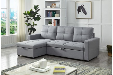 copy of Sofá-cama Chaiselongue BRIENNE Cinzento REVERSÍVEL