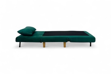 Sofá-cama de 1 lugar estofado em loneta de cor verde escura ao MELHOR PREÇO