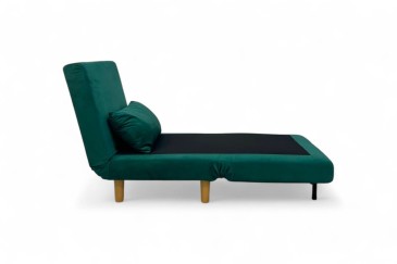 Sofá-cama de 1 lugar estofado em loneta de cor verde escura ao MELHOR PREÇO