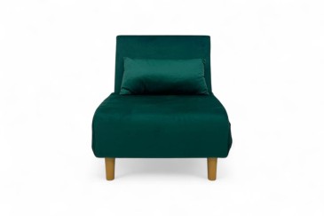 Sofá-cama de 1 lugar estofado em loneta de cor verde escura ao MELHOR PREÇO