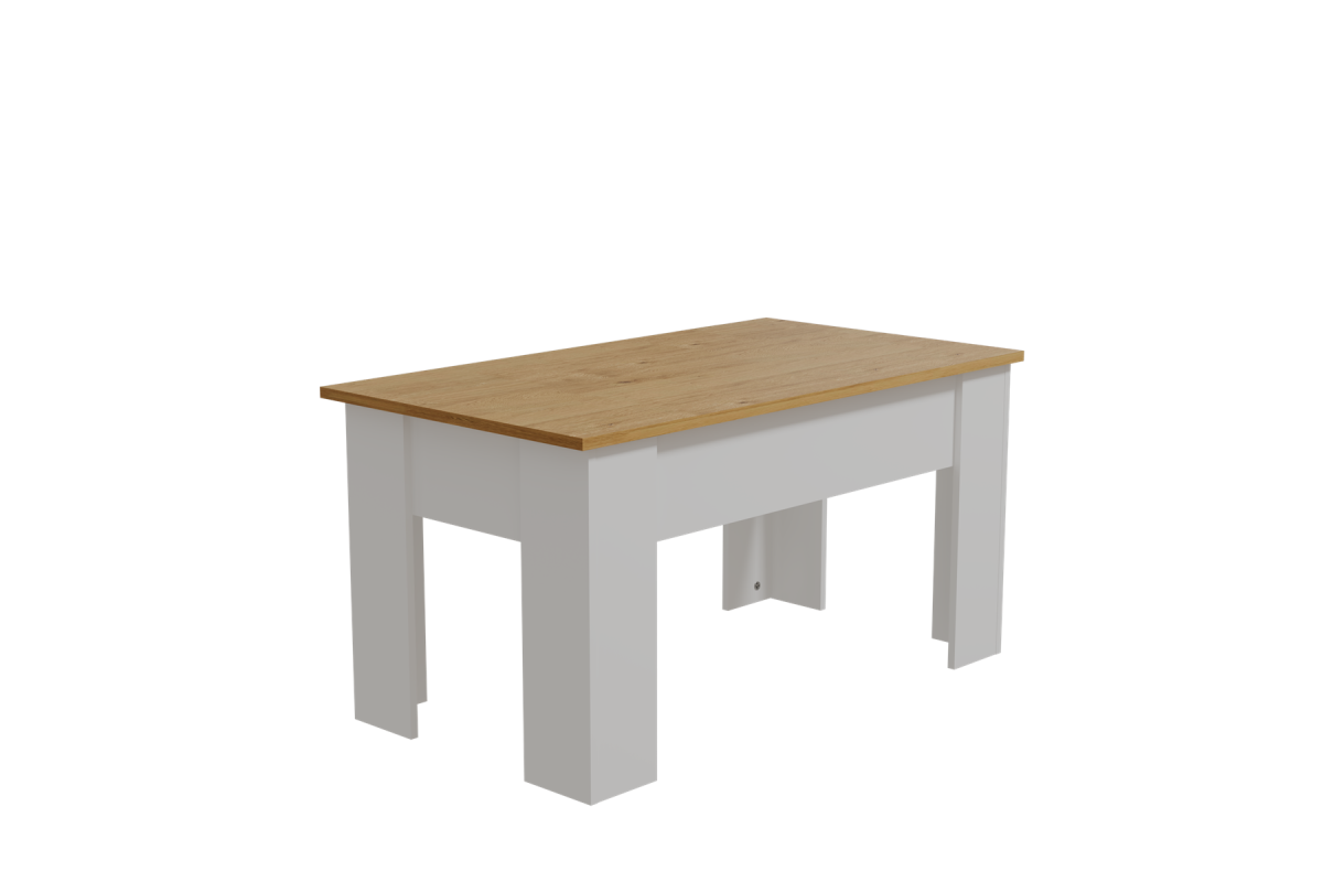 Mesa de centro elevatória VIKA Carvalho Artisan e Branco