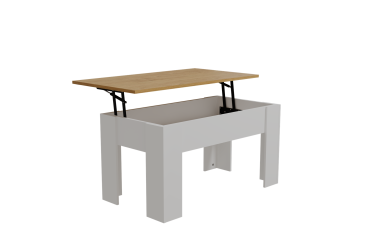 Mesa centro Elevable CHLOE Roble Artisan y Blanco