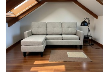 Sofá Chaise Longue de Design reversível cor BEGE ao MELHOR PREÇO