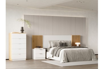 Quarto LUKA (Cabeceira + 2 Mesas de Cabeceira com 2 gavetas) ao melhor preço