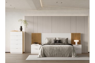 Quarto LUKA (Cabeceira + 2 Mesas de Cabeceira com 2 gavetas) ao melhor preço