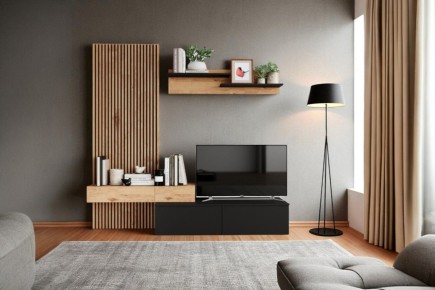 Mueble de salón TV CHLOE Negro y Roble