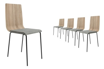 Pack de 4 cadeiras DUBAI Cambrian com estofado e pernas pretas