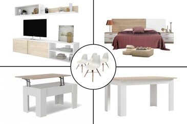 Piso completo 29 - ATLANTA COUPLE (Pack Mesa + 4 Sillas BLANCAS)