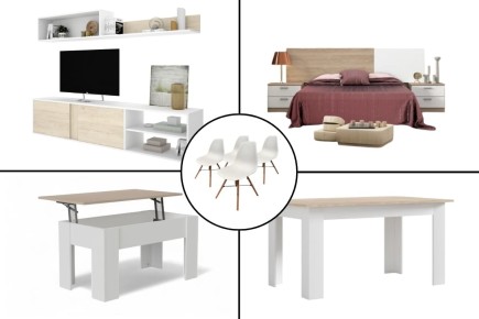 Piso completo 29 - ATLANTA COUPLE (Pack Mesa + 4 Sillas BLANCAS)