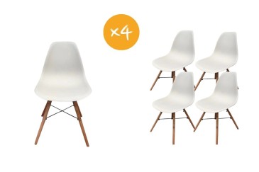 PACK MEDITERRANEO Mesa + 4 cadeiras NORDIC 3 brancas design