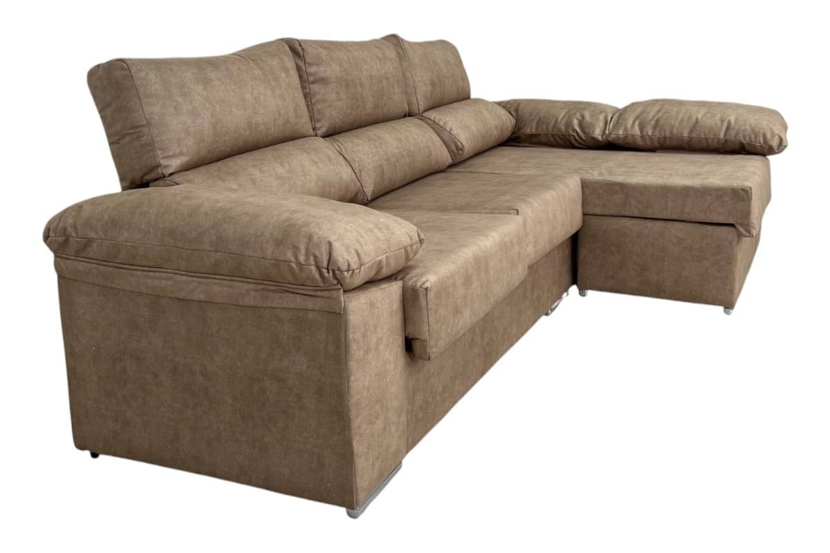 Sofá Chaiselongue NAPOLI REVERSIBLE Marrón Claro