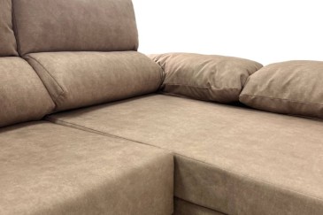 Sofá chaiselongue 3 Plazas Reversible 268 cm marrón al MEJOR PRECIO