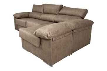 Sofá chaiselongue 3 Plazas Reversible 268 cm marrón al MEJOR PRECIO