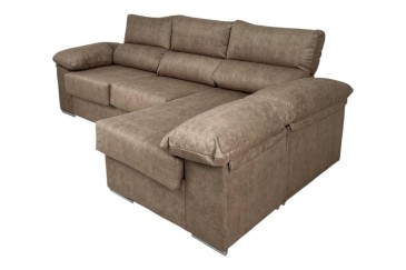 Sofá chaiselongue 3 Plazas Reversible 268 cm marrón al MEJOR PRECIO