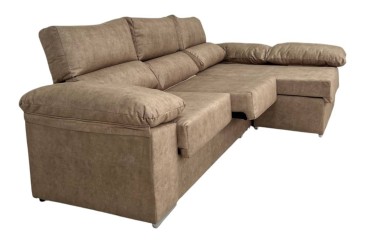 Sofá chaiselongue 3 Plazas Reversible 268 cm marrón al MEJOR PRECIO