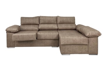 Sofá chaiselongue 3 Plazas Reversible 268 cm marrón al MEJOR PRECIO