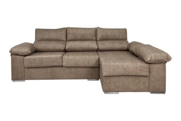 Sofá chaiselongue 3 Plazas Reversible 268 cm marrón al MEJOR PRECIO