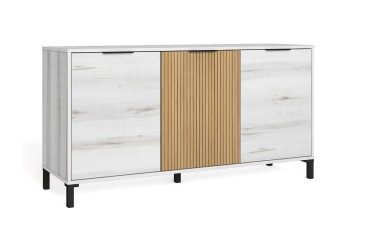 Pack de 3 Muebles de Salón Tokio Blanco Albo y Roble con palilleria