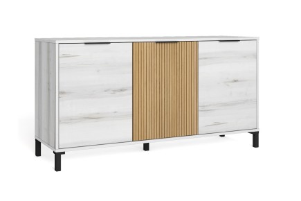 Pack de 3 Muebles de Salón Tokio Blanco Albo y Roble con palilleria