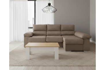 Sofá chaiselongue 3 Plazas Reversible 268 cm marrón al MEJOR PRECIO