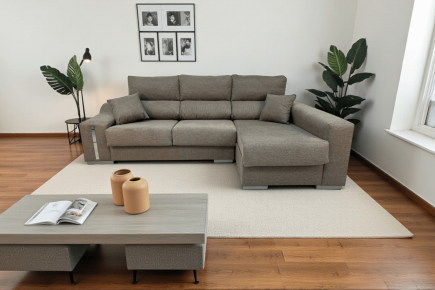 Chaise Longue Direita OSCAR taupe castanho jaspeado