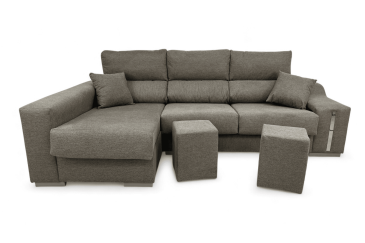 Sofá Chaise Longue OSCAR em cor castanho taupe mesclado AO MELHOR PREÇO