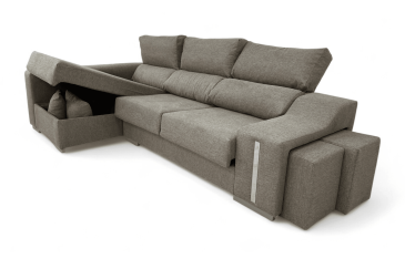 Sofá Chaise Longue OSCAR em cor castanho taupe mesclado AO MELHOR PREÇO