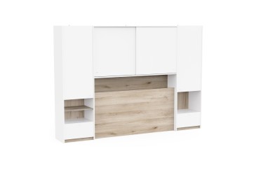 Quarto de casal com ponte WATSON Carvalho/Branco