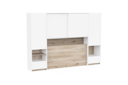 Dormitorio puente de matrimonio WATSON Roble Blanco