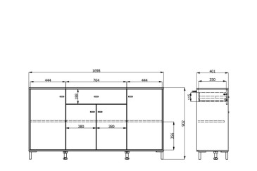 Aparador AVIGNON 170 cm 4 Puertas + 1 cajón al mejor precio