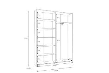 Armário de 2 portas de correr 150 cm na cor Branco