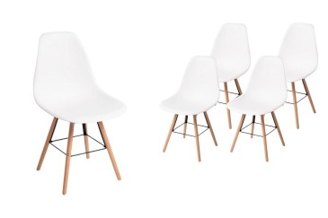 PACK de 1 Mesa de salón extensible + 4 Sillas TOWER de diseño en color Blanco