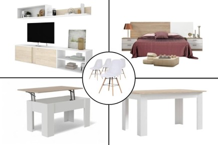 Piso completo 29 - ATLANTA COUPLE (Pack Mesa + 4 Sillas BLANCAS)