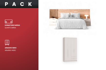PACK Dormitorio MIRNA + Armario Nero Blanco