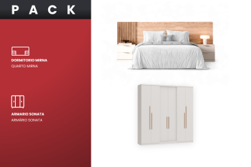 PACK Quarto MIRNA + Roupeiro Sonata Branco