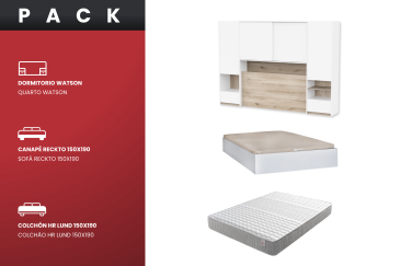 PACK Dormitorio puente matrimonio WATSON + Canapé 150 + Colchón 150