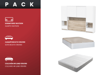 PACK Dormitorio puente matrimonio WATSON + Canapé 135 + Colchón 135