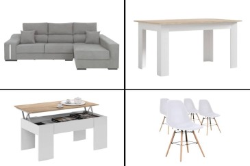 Pack AHORRO Salón: Mesa TUSCANY + Sofá OSCAR Dcha Gris
