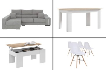 Pack AHORRO Salón: Mesa TUSCANY + Sofá OSCAR Izda Gris