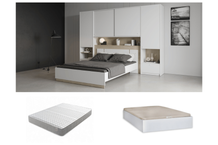 Pack Dormitorio puente matrimonio + canapé y colchón 135 cm