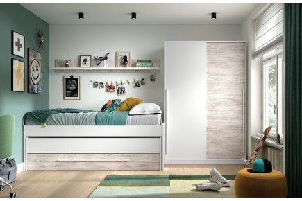 Cama doble Juvenil con Estante ELLIOT