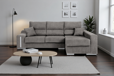 Sofá chaise lounge OSCAR em cinzento escuro ao MELHOR PREÇO