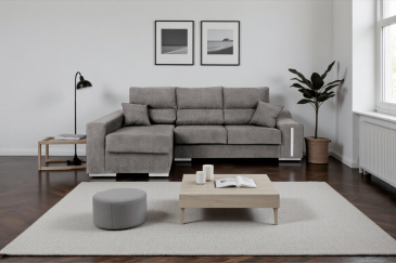 Sofá chaise lounge OSCAR em cinzento escuro ao MELHOR PREÇO