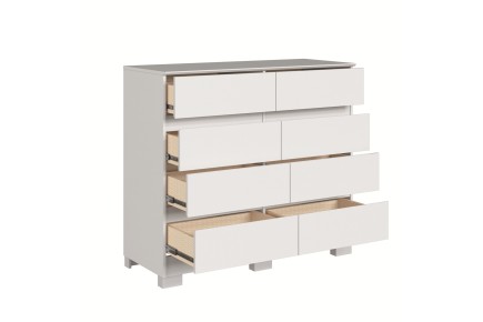 Cómoda de 8 gavetas na cor branca