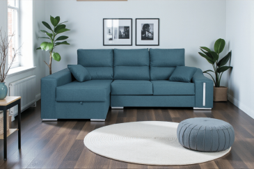 Sofá chaise lounge OSCAR em cor turquesa ao MELHOR PREÇO
