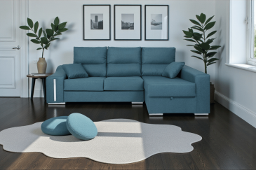 Sofá chaise lounge OSCAR em cor turquesa ao MELHOR PREÇO