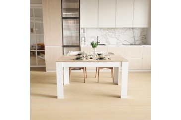 Mesa de Jantar Fixa 140 x 90 cm em Carvalho e Branco