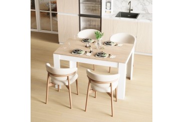 Mesa de Jantar Fixa 140 x 90 cm em Carvalho e Branco