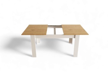 Mesa de jantar extensível LUX Branco e Carvalho Artisan