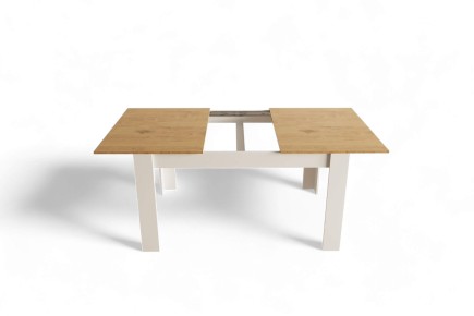 Mesa de jantar extensível LUX Branco e Carvalho Artisan